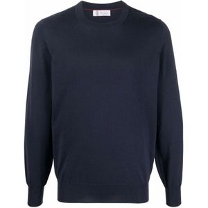 Brunello Cucinelli, Heren, Truien, Blauw, Maat: 2XL Katoen,