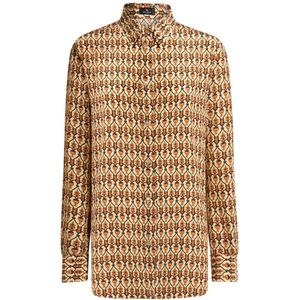 Etro, Dames, Blouses & Shirts, Beige, Maat: M Zijde,