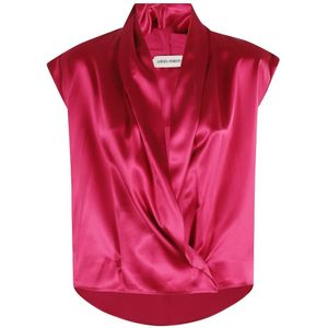 Alberta Ferretti, Dames, Blouses & Shirts, Roze, Maat: S Satijn,