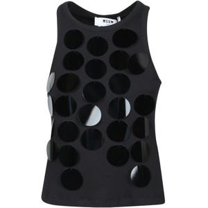 Msgm, Dames, Tops, Zwart, Maat: M Katoen,