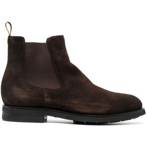 Santoni Bruine Suède Chelsea Laarzen , Brown , Heren , Maat: 42 1/2 EU