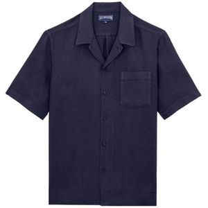 Vilebrequin, Heren, Overhemden, Blauw, Maat: S Linnen,