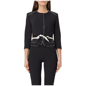 Elisabetta Franchi, Dames, Jassen, Zwart, Maat: XL Satijn,