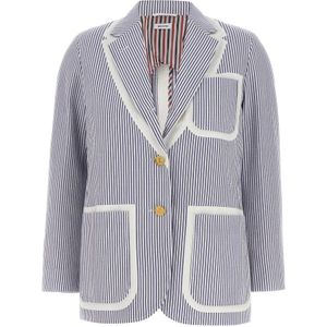 Thom Browne, Dames, Jassen, Blauw, Maat: 2XS Katoen,