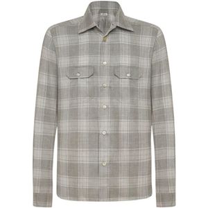 Kiton, Heren, Overhemden, Grijs, Maat: S Kasjmier,