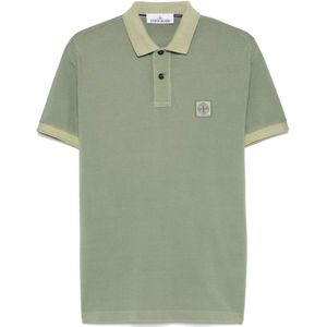 Stone Island - Slim Fit Poloshirt - Groen - 100% Katoen - Logo Patch
