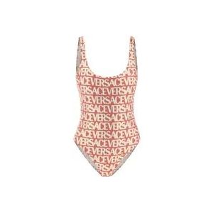 Versace Rode Zwemkleding Metallic Allover Print , Multicolor , Dames , Maat: M
