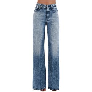 Dondup - Wide Leg Jeans - Blauw - Denim - Lichte Wassing