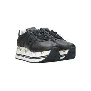 Premiata Zwarte Leren Sneakers met Python Detail , Black , Dames , Maat: 41 EU