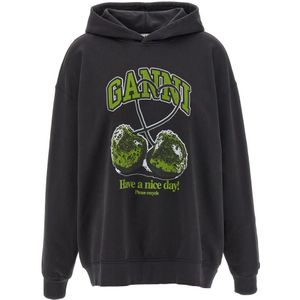 Ganni, Dames, Sweatshirts & Hoodies, Grijs, Maat: 2Xs/Xs Jersey,