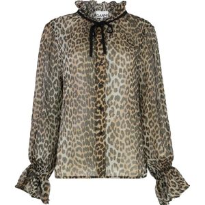 Ganni, Dames, Blouses & Shirts, Veelkleurig, Maat: 3XS Viscose,