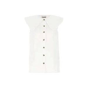 Ganni Witte Poplin Overhemd , White , Dames , Maat: XS