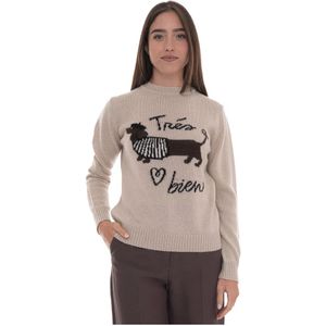 Weekend Max Mara, Dames, Truien, Bruin, Maat: L Wol,