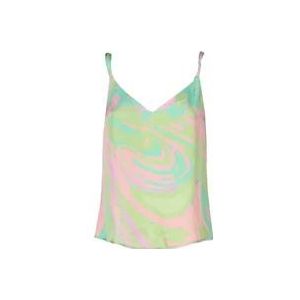 Pinko Mouwloze top met multicolor splash print , Green , Dames , Maat: S