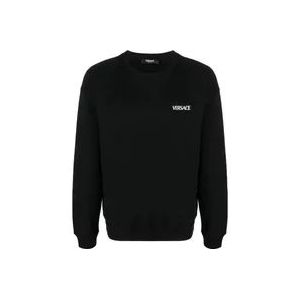 Versace Grafische Print Crew Neck Sweatshirt , Black , Heren , Maat: L