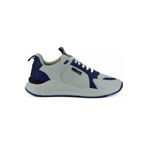 Versace Blauw en wit kalfsleren sneakers , Blue , Heren , Maat: 44 EU
