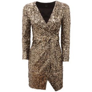 Pinko - Ottaviano - Cocktailjurk - Geel - Volledige Pailletten