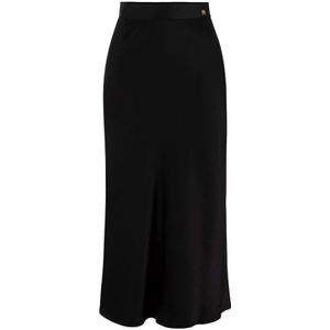 Elisabetta Franchi, Dames, Rokken, Zwart, Maat: S Satijn,