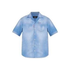 Dsquared2 Denim overhemd met korte mouwen , Blue , Heren , Maat: XL