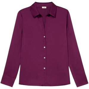Oltre, Dames, Blouses & Shirts, Paars, Maat: S Satijn,