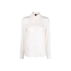 Pinko Zijden Jacquard Logo Shirt , White , Dames , Maat: L