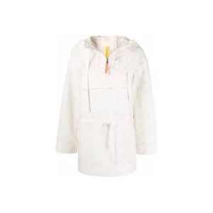 Moncler Broderie Anglaise Cape Jas , White , Dames , Maat: XS