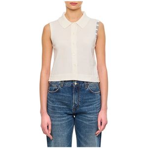 Thom Browne, Dames, Truien, Wit, Maat: 2XS Katoen,