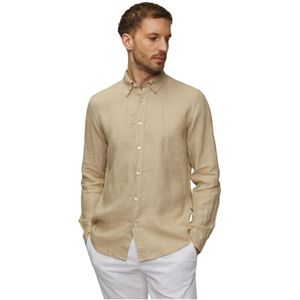 Hugo, Heren, Overhemden, Beige, Maat: 2XL Linnen,