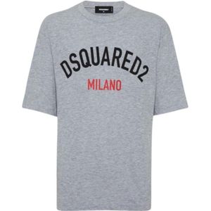 Dsquared2, Heren, Tops, Grijs, Maat: M Katoen,