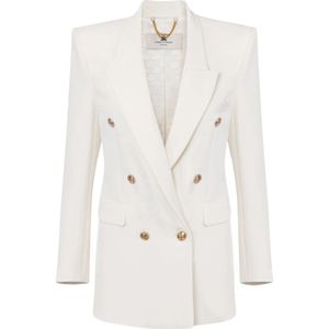 Elisabetta Franchi, Dames, Jassen, Wit, Maat: L Poliester,