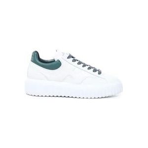 Hogan Witte en Groene Leren Sneakers , White , Heren , Maat: 44 EU