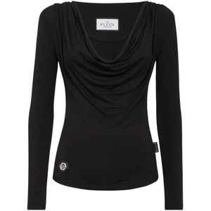 Philipp Plein, Dames, Blouses & Shirts, Zwart, Maat: S Modal,