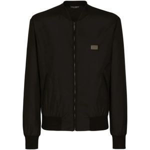 Dolce & Gabbana, Heren, Jassen, Zwart, Maat: M Zijde,