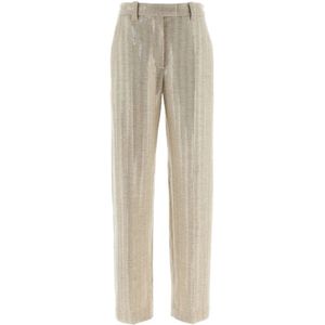 Brunello Cucinelli, Dames, Broeken, Beige, Maat: 3XS Zijde,