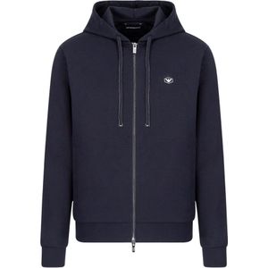Emporio Armani, Heren, Sweatshirts & Hoodies, Blauw, Maat: M Katoen,