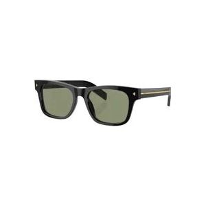Prada Vierkante zonnebril Groen Gepolariseerd Zwart montuur , Black , Heren , Maat: 54 MM
