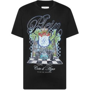 Philipp Plein, Heren, Tops, Zwart, Maat: S Katoen,