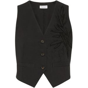 Brunello Cucinelli, Dames, Jassen, Zwart, Maat: 3XS Katoen,