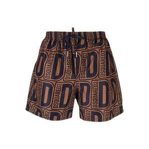 Dsquared2 Slim Fit Nylon Zwembroek , Brown , Heren , Maat: XS