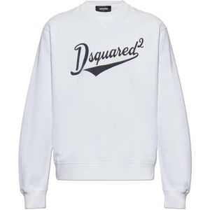Dsquared2, Heren, Sweatshirts & Hoodies, Wit, Maat: L Katoen,