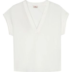 Oltre, Dames, Blouses & Shirts, Wit, Maat: S Viscose,