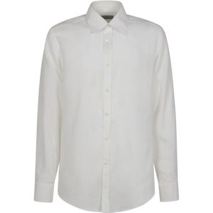 Canali, Heren, Overhemden, Wit, Maat: M Linnen,