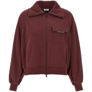 Brunello Cucinelli, Dames, Sweatshirts & Hoodies, Rood, Maat: XS Katoen,