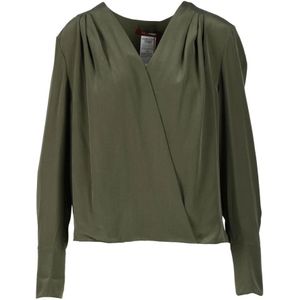 Max Mara Studio, Dames, Blouses & Shirts, Groen, Maat: XS Zijde,