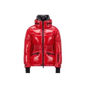 Moncler Rode jassen met afneembare capuchon en waterafstotende zakken , Red , Dames , Maat: XS