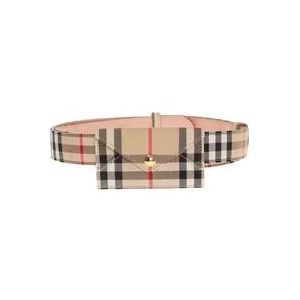 Burberry Beige Leren Riem - Heren Mode Accessoire , Beige , Heren , Maat: 80 CM