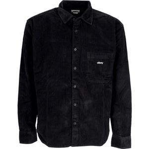 Obey, Heren, Overhemden, Zwart, Maat: M Katoen,