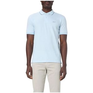 Sun 68 - Polo - Blauw - 100% Katoen - Korte Mouw - Kraagstreep