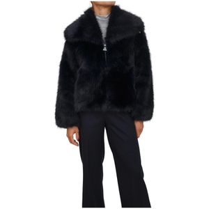WE Fashion reversible winterjas met imitatiebont groen/beige/zwart