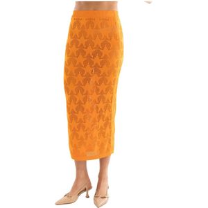 Akep, Dames, Rokken, Oranje, Maat: S Viscose,